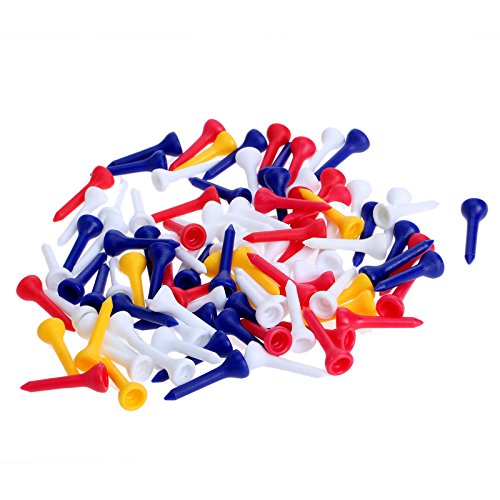 MUXSAM 100 tees de plástico para pelotas de golf, varios colores, con punta de copa de 3/8 pulgadas, 36 mm