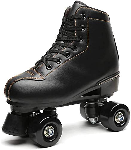N/J Patines para mujer de piel sintética de alta calidad, patines para todas las ruedas, patines brillantes para niñas, unisex (39), color negro