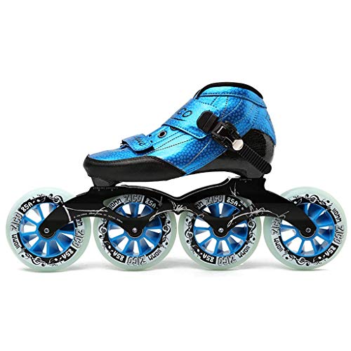 QSs-Ⓡ Patines EN LÍNEA Profesionales para Adultos, 4 * 90-110 MM Derby Wheels Profesional Carbon Fiber Rollerblade para NIÑOS Negro Inline Speed Skates Red Blue
