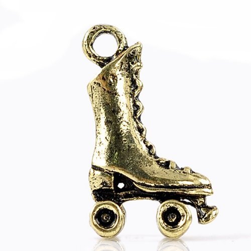 SEXY SPARKLES Colgante de bronce antiguo para mujer con diseño de patines de ruedas