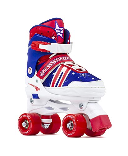 SFR Skates SFR Spectra Adjustable Quad Skates Patines Patinaje Unisex Infantil, Juventud, Blue/Red, 29-33