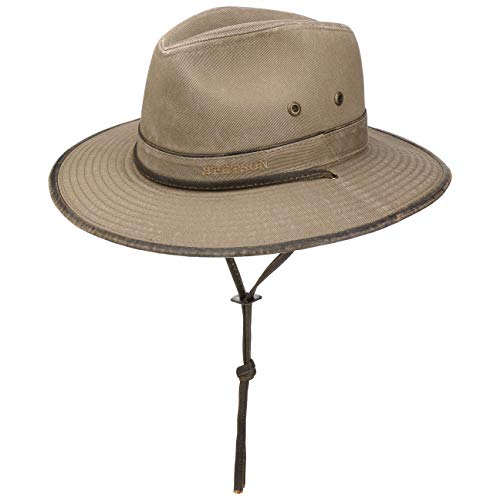 Stetson Sombrero de Algodón Tarnell Traveller Hombre - Tela Verano con Forro, Tira para el mentón Primavera/Verano - L (58-59 cm) Beige