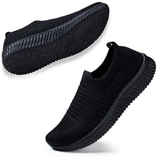 STQ Zapatos de paseo para mujer atlético casual tenis zapatillas de deporte, color Negro, talla 40 EU
