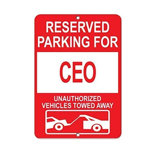 TammieLove Señal de Metal de Aluminio para vehículos no autorizados con Texto en inglés Reserved Parking for CEO, 20 x 30 cm