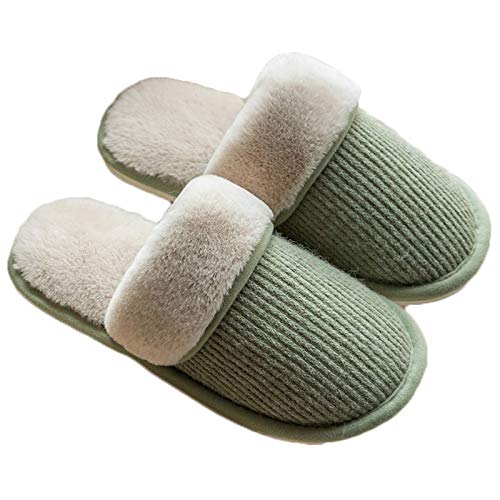 Zapatillas de Felpa cálida para Hombre para Mujer Zapatillas de Dormitorio Sculpa de Dormitorio Zapatillas para Exteriores Anti Patinar Zapatos de Zapatos, Verde, 40/41 TINGG
