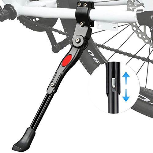 ZSWQ Pata de Cabra para Bicicleta Aluminio Soporte Ajustable del Retroceso de Bici Caballete Bicicleta para Bicicleta de Niños Bicicleta de Plegable 22-27 Pulgadas (Negro)