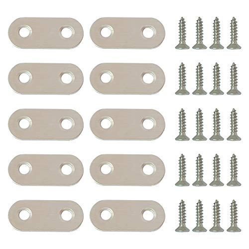 10 piezas de placas de unión 37 por 16 mm, placas de refuerzo de acero inoxidable placas de reparación pletinas, con tornillos