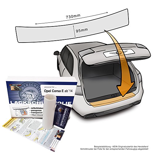 Apto para Opel Corsa E a partir de 2014 – Lámina protectora de pintura autoadhesiva para parachoques (lámina para coche y lámina protectora) transparente 150 µm