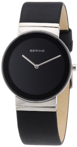 Bering Classic - Reloj analógico de caballero de cuarzo con correa de piel negra - sumergible a 50 metros