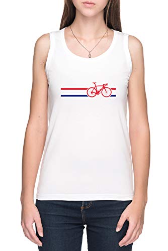 Bicicleta Rayas Británico Nacional La Carretera Carrera De Tirantes Camiseta Mujer Blanco
