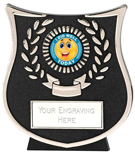 Emblems-Gifts - Placa de Plata con Texto en inglés Happy I Did Well Today, Trofeo con Grabado Gratuito, 11 cm