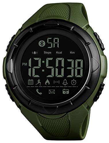 Fitness Tracker - Reloj Digital con podómetro, Contador de calorías, cronómetro, Alarma, 5 ATM, Resistente al Agua, Deportivo, Reloj de Pulsera para Hombres y Mujeres, Color Verde Militar.