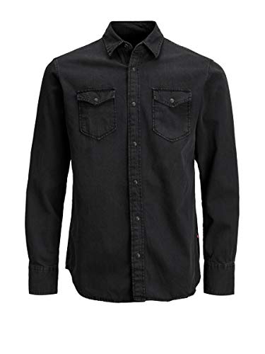 Jack & Jones Jjesheridan Shirt L/s Camisa Vaquera, Negro (Black Denim Fit:Slim), Large para Hombre
