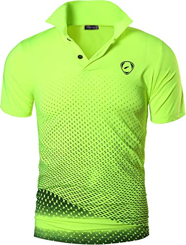 jeansian Hombre Sport Dry Fit Deportiva tee Shirt Tshirt T-Shirt Manga Corta Tenis Golf Bowling Camisetas LSL195 GreenYellow M
