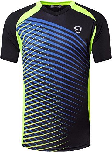 jeansian Hombres Deportes Wicking Quick Dry Respirable Corriente Training tee T-Shirt Sport Tops LSL230 Black XL