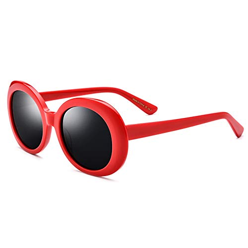 lxc Placa Elíptica Gafas De Sol Femeninas De Moda Retro Gafas De Sol Polarizadas Hombres Marco Rojo Gris Lente Protección UV400 Mostrar Temperamento
