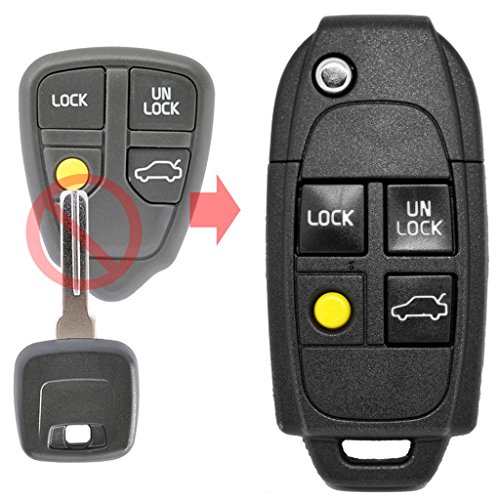 Mando a distancia para llave de coche con mando a distancia, 1 carcasa de conversión plegable, 4 botones + 1 pieza bruta NE66 para Volvo