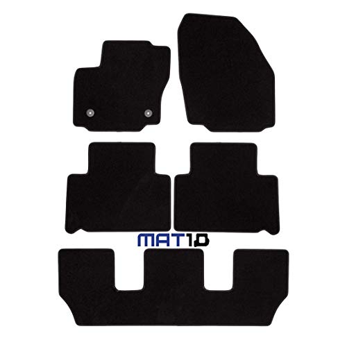 MAT10 – Black Line: Ford S-MAX 7 plazas y Galaxy 7 plazas año 2012 – 08 – 2014 – 12 Auto felpudos Auto Auto Alfombrillas Dilour punzonado 4 Piezas Negro Ajuste garantizado