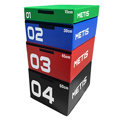 METIS Cajas de Salto Pliométricas de Espuma Suave Caja de Crossfit para Casa o Gimnasio | Jump Box para Entrenamiento | Conjunto de Cajones de Salto para Pliometría (45cm (Rojo))