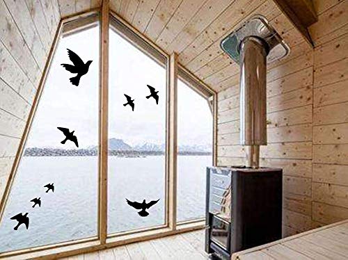 Muttfy Anti-Collision Window Alert Pegatinas de pájaros para evitar golpes de pájaros en la puerta de vidrio de la ventana (juego de 12 siluetas negras)