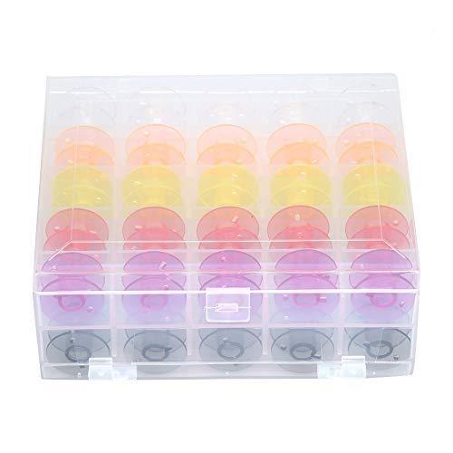 NIHY Bobina de Color, 50 Piezas de plástico de Dos Pisos en Caja de plástico Transparente de Color bobinas de máquina de Coser Herramienta de Carrete