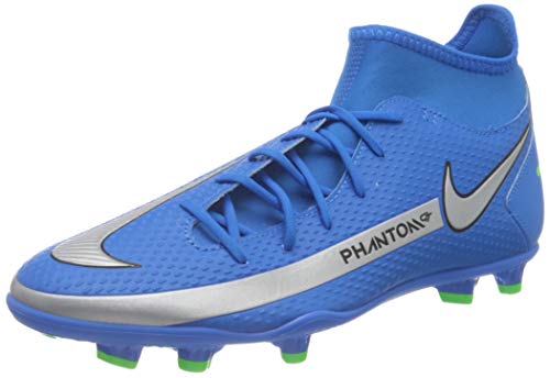 Nike Phantom GT Club DF FG/MG, Football Shoe Hombre, Photo Blue/Metallic Silver-Rage Green-Black, 41 EU