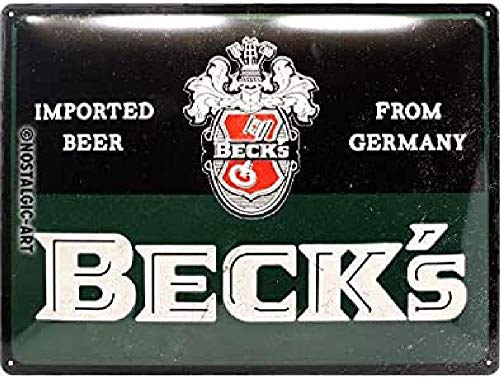 Nostalgic-Art Cartel de chapa retro Beck's – Imported Beer – Idea de regalo para los aficionados a la cerveza, metálico, Diseño vintage, 30 x 40 cm