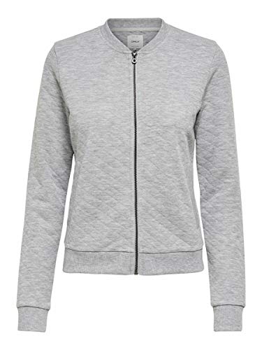 ONLY onlJOYCE LS BOMBER NOOS, Chaqueta Mujer, Gris (Light Grey Melange), 40 (Talla del fabricante: Large)