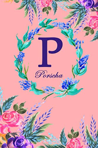 P: Porscha: Porscha Monogrammed Personalised Custom Name Daily Planner / Organiser / To Do List - 6x9 - Letter P Monogram - Pink Floral Water Colour Theme