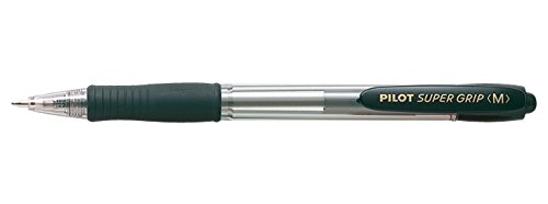 Pilot Super Grip Medium - Bolígrafo, color negro, paquete de 12 unidades