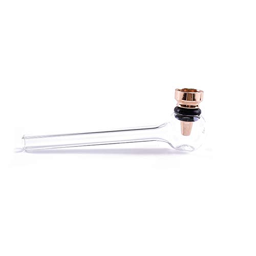 Pipa de Cristal para Fumar con Cabezal Metálico - Pipa en pyrex de 115mm - Estética y Elegante