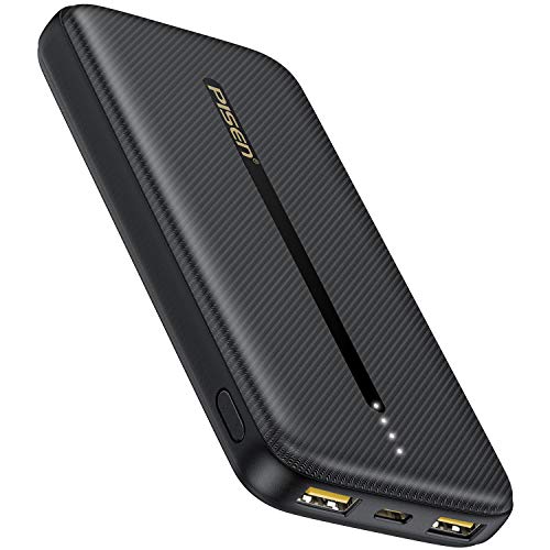 PISEN Batería Externa 20000 mAh, Power Bank Cargador Móvil Portátil Carga Rápida de Ultra Capacidad con 3 Salidas USB C PD 3.0 y USB QC 3.0 para Phone, iPad, MacBook, Galaxy, Huawei, etc.