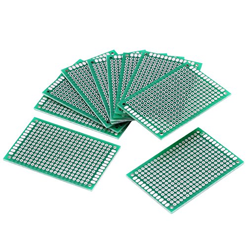 Placa de prototipos de 10 piezas, placa de rejilla lateral doble de 4 × 6 cm Accesorios para proyectos electrónicos de soldadura de PCB DIY