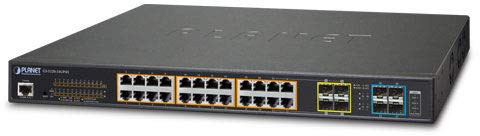 Planet GS-5220-24UP4X Gestionado L2+ Gigabit Ethernet (10/100/1000) Energía sobre Ethernet (PoE) 1U Negro Switch
