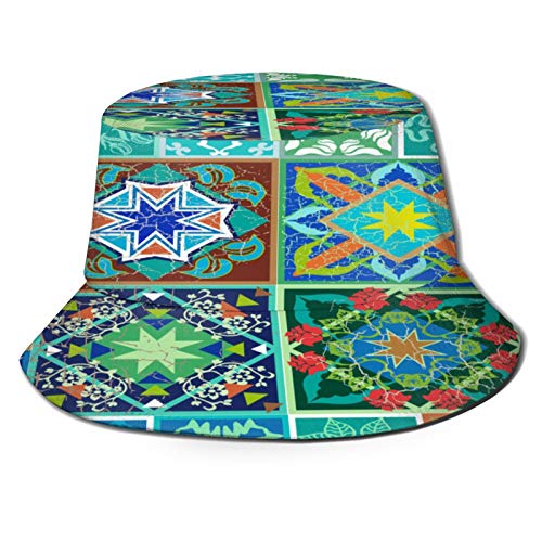 PUIO Sombrero de Pesca,Pisos de Mosaico de cerámica española Antigua,Senderismo para Hombres y Mujeres al Aire Libre Sombrero de Cubo Sombrero para el Sol