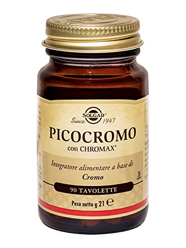 Solgar Picolinato de Cromo Comprimidos de 100 µg, Blanco, Envase de 90 (e1365), 21 Gramo