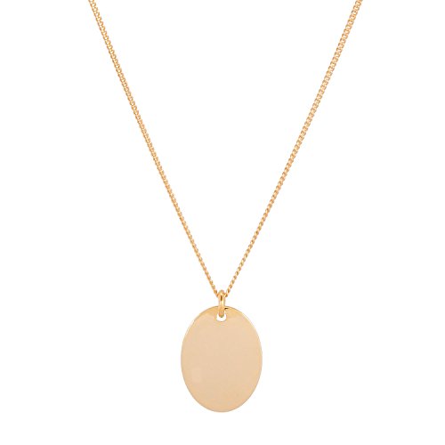 TomShot Collar para mujer con colgante ovalado, cadena de oro elíptico, placa con forma de huevo – 95ke0112 g