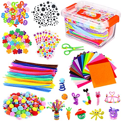 Vacoulery Kit de Manualidades para Niños, Pipe Cleaners Crafts Set Pompones Ojos Manualidades Juego Creativo Regalo para Craft Juego Creativo Regalo para DIY Craft Art Supplies 700+ Pcs