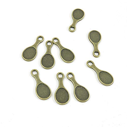 Abalorios de joyería de tono bronce antiguo E3FT9A raqueta de tenis para manualidades y manualidades antique bronze