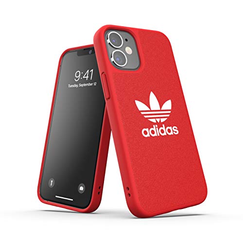 adidas Funda diseñada para iPhone 12 Mini 5.4, de Lona a Prueba de caídas, Bordes elevados, Carcasa Original, Color Rojo Escarlata