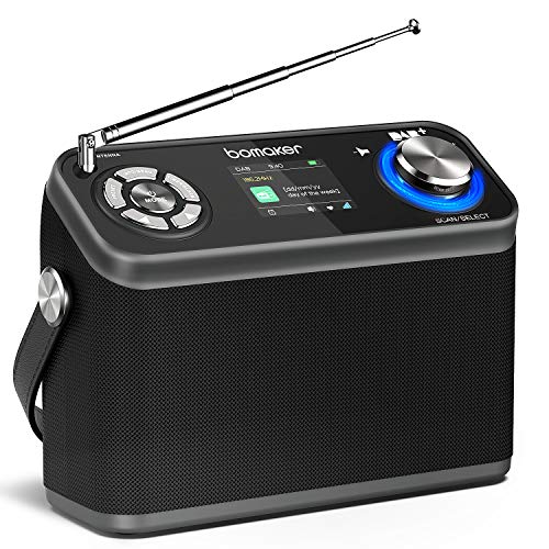 Bomaker Radio Dab/Dab+/FM Radio Portátil Digital con Batería Recargable Incorporado, Duración 12 H, Hi-Fi Altavoz de 8W, Temporizador, Despertador, Pantalla de Colores, Bluetooth 5.0, AUX, USB Dab