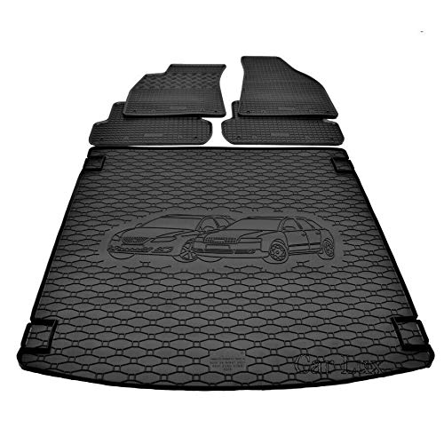 Car Lux DUO02361 - Alfombra Protector Cubre Maletero y Alfombrillas de Goma a Medida para Seat Exeo ST Kombi Ranchera Desde 2009-