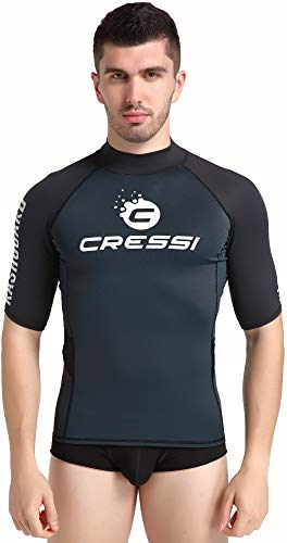 Cressi Hydro Men's Rash Guard Short Sleeves - Camisa de Protección Deportiva para Hombres con Mangas Cortas, Negro/Negro, XL