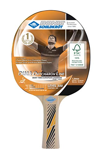 Donic-Schildkröt Raqueta de Tenis de Mesa Ovtcharov 300, Esponja 1,0 mm, Madera FSC, Almohadilla Jade-ITTF, 705232