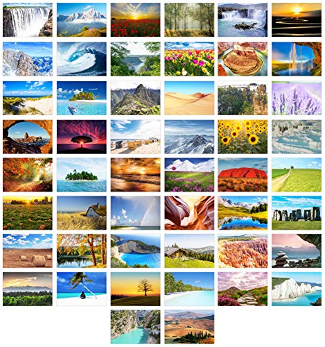 Edition Seidel Set de 100 tarjetas postales prémium con paisajes (2 x 50 tarjetas), mar natural, montañas, bosques, valles