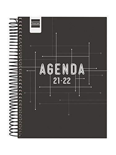 Finocam Agenda 2021 2022 1 Día página Septiembre 2021, Junio 2022 10 meses y Julio/Agosto resumidos 4º, 155x212 Cool Negro Español