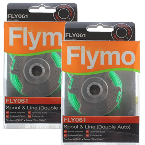 Genuine FLYMO Power Trim 600HD Strimmer 2.0mm Double Auto Spool & Line (Pack of 2, FLY061) by Flymo