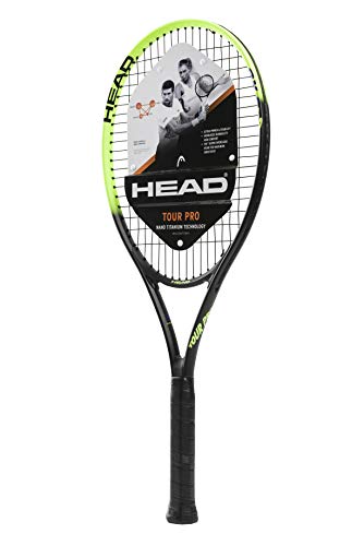HEAD Tour Pro Raqueta de tenis – Raqueta de equilibrio de luz de cabeza preencordada – 4 3/8 in Grip, amarillo