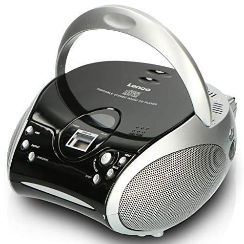 Lenco SCD-24 Boombox estéreo portátil con Reproductor de CD programable y Radio FM Negro