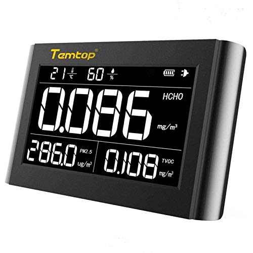 Monitor de calidad del aire interior Temtop M1000, Probador para inquilinos y propietarios de sistemas de climatización: medida PM2.5 HCHO TVOC, 【No para CO2】